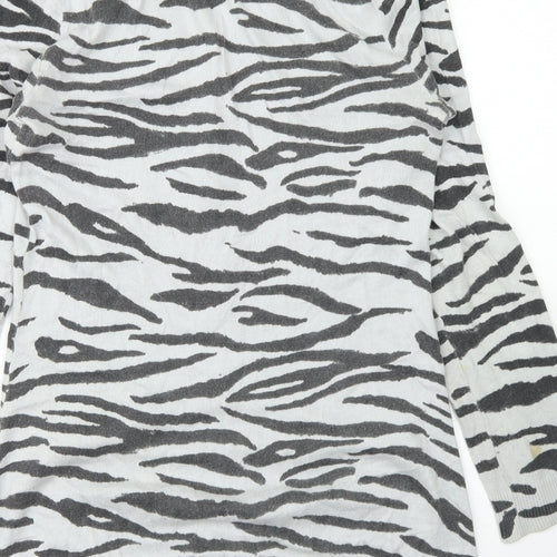 Divided Womens Grey V-Neck Animal Print Viscose Cardigan Jumper Size 12