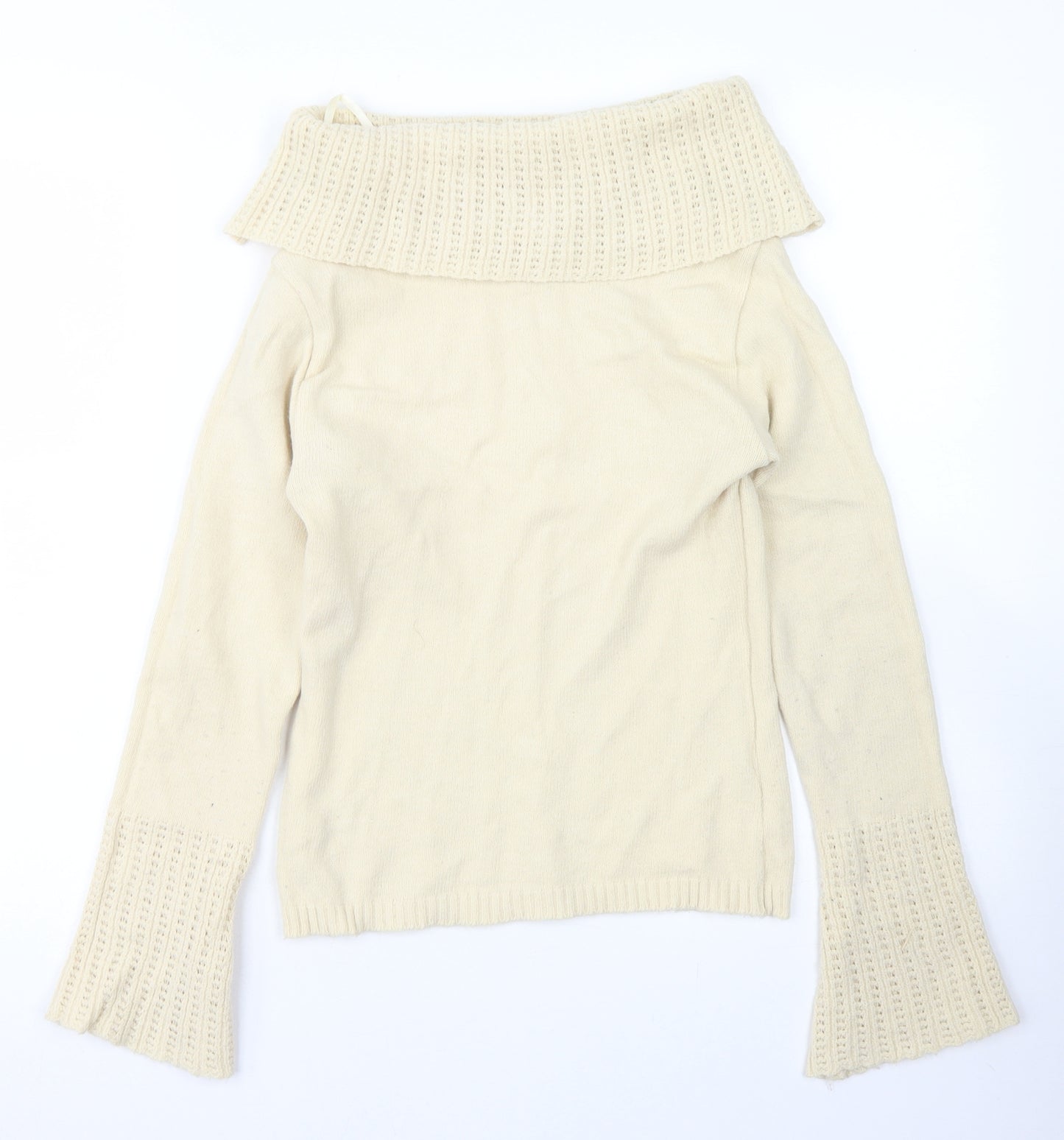 Jane Norman Womens Ivory Roll Neck  Acrylic Pullover Jumper Size 12   - Flare sleeve