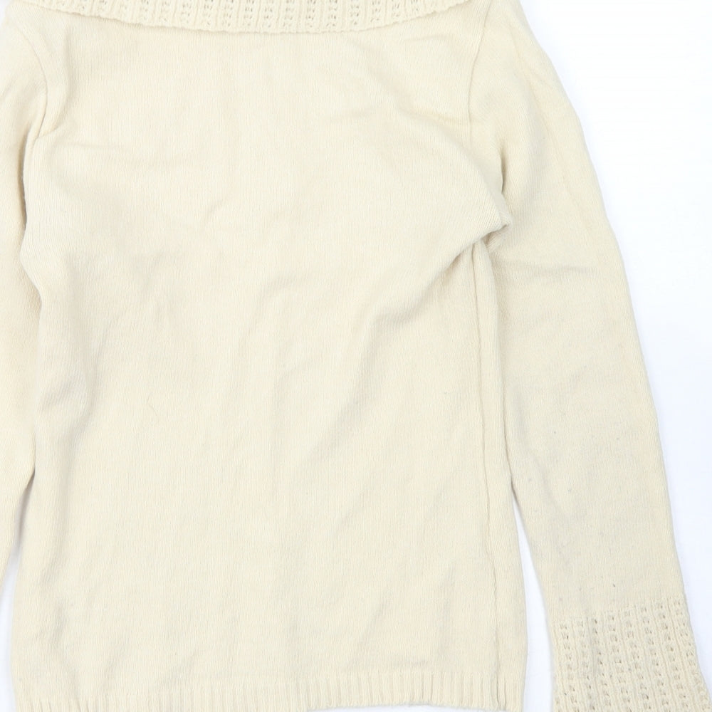 Jane Norman Womens Ivory Roll Neck  Acrylic Pullover Jumper Size 12   - Flare sleeve