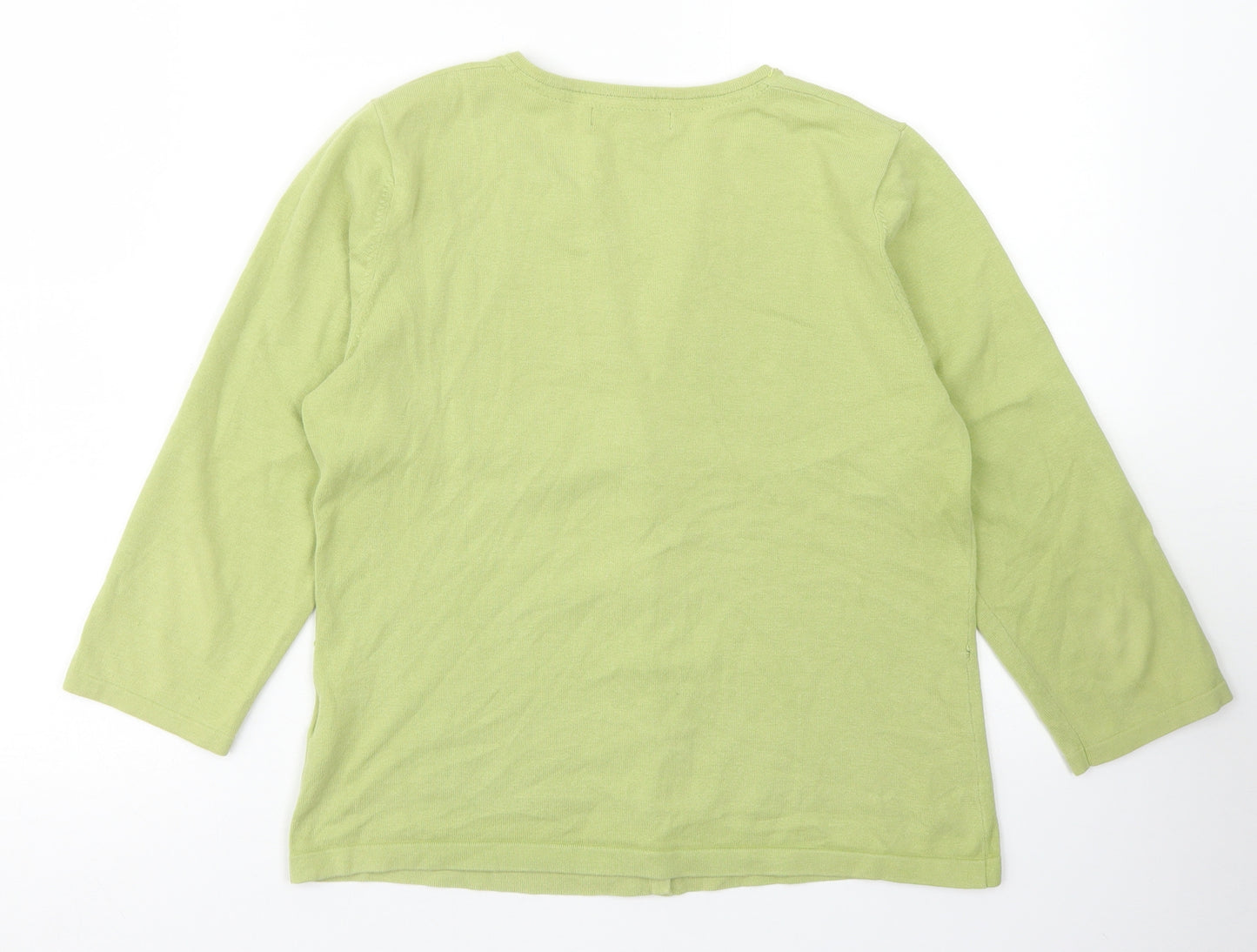 Monsoon Womens Green Round Neck  Cotton Cardigan Jumper Size 12