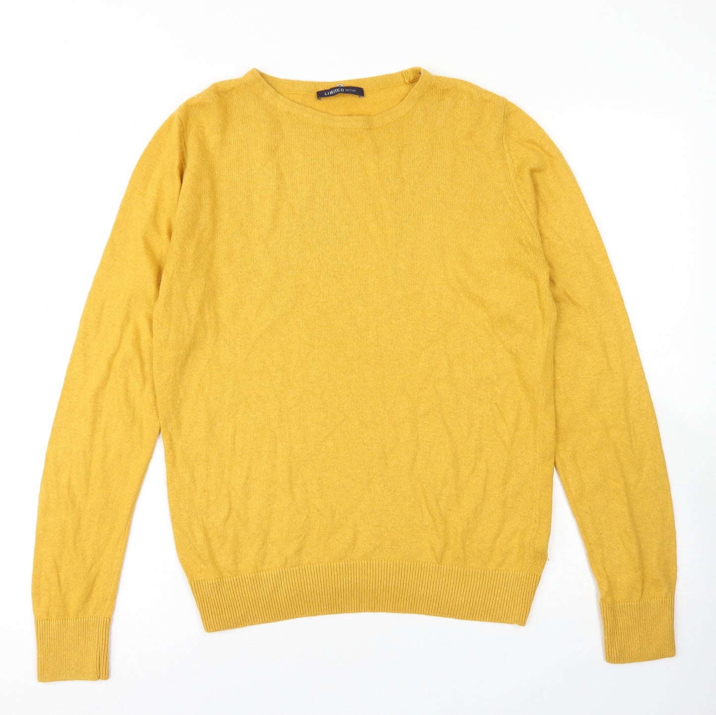 M&S  Womens Yellow Crew Neck  Acrylic Pullover Jumper Size 12