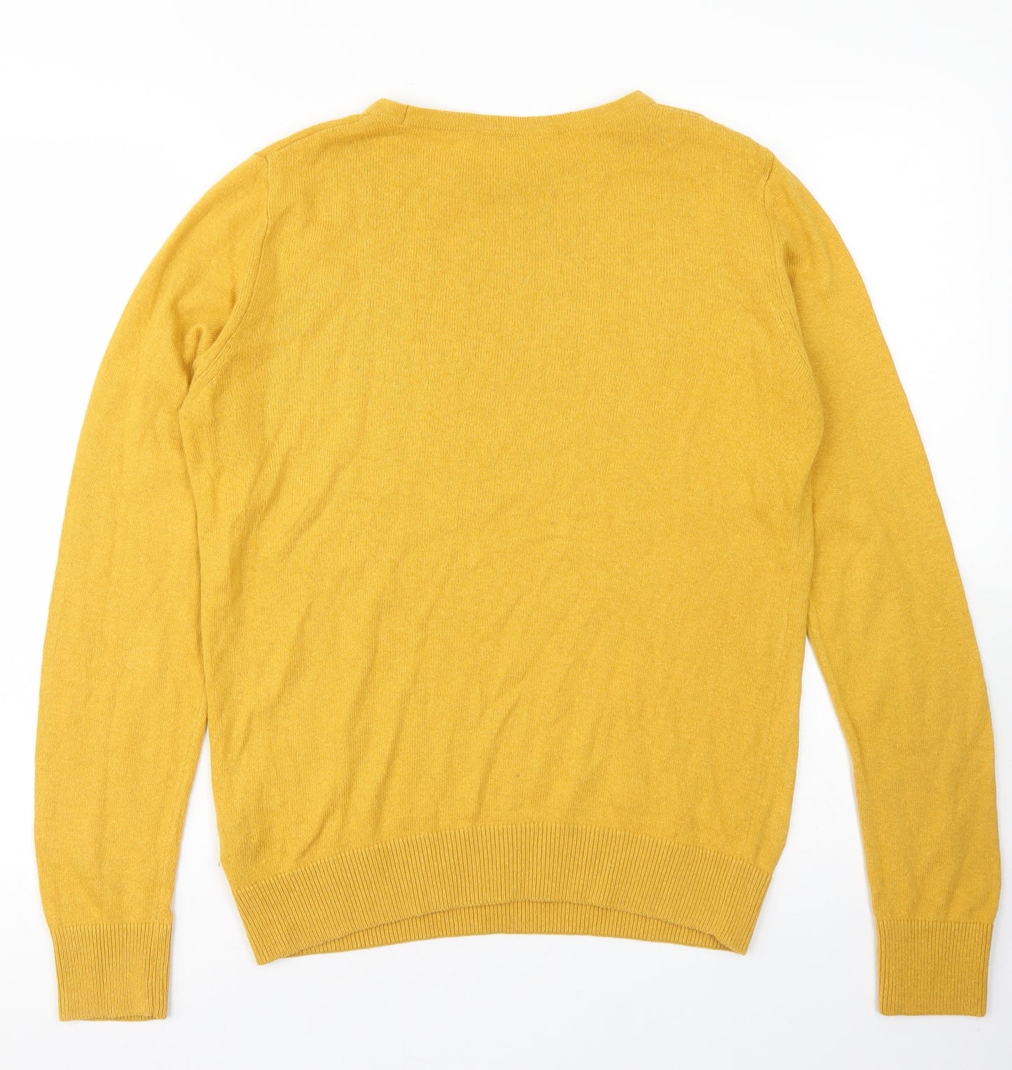 M&S  Womens Yellow Crew Neck  Acrylic Pullover Jumper Size 12