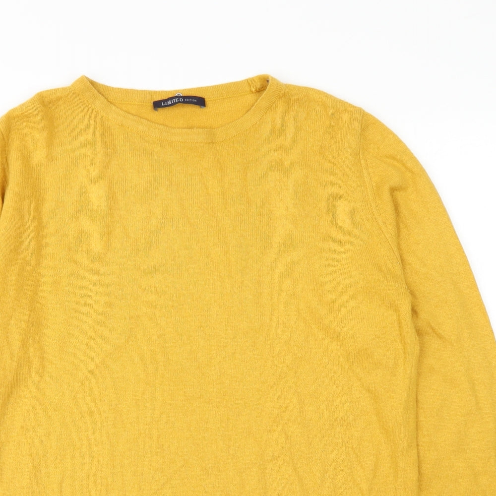 M&S  Womens Yellow Crew Neck  Acrylic Pullover Jumper Size 12