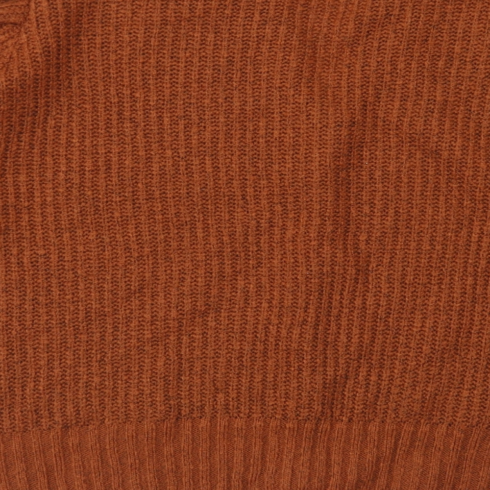 TU Womens Brown Round Neck  Acrylic Cardigan Jumper Size 18