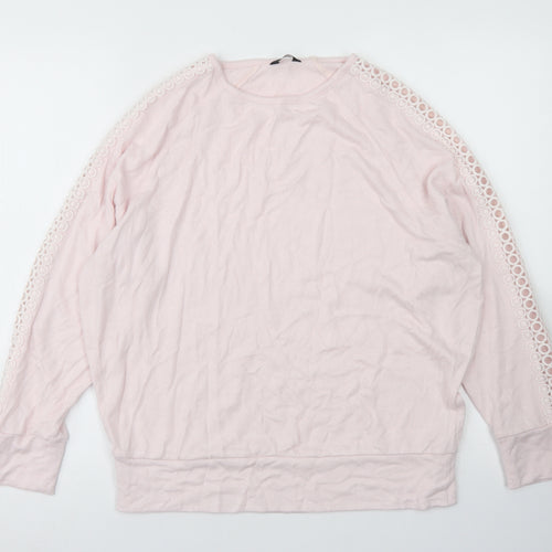 M&Co Womens Pink  Viscose Pullover Sweatshirt Size 12   - Lace Sleeve Detail