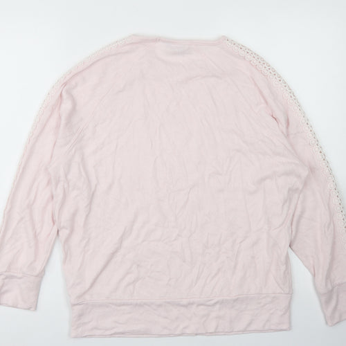 M&Co Womens Pink  Viscose Pullover Sweatshirt Size 12   - Lace Sleeve Detail
