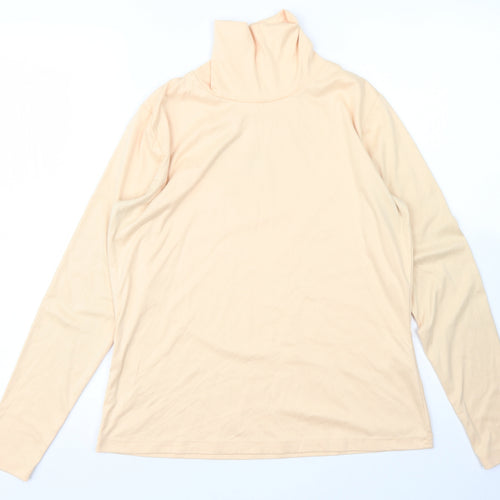 Green Lamb Womens Orange  Polyester Basic T-Shirt Size 12 High Neck