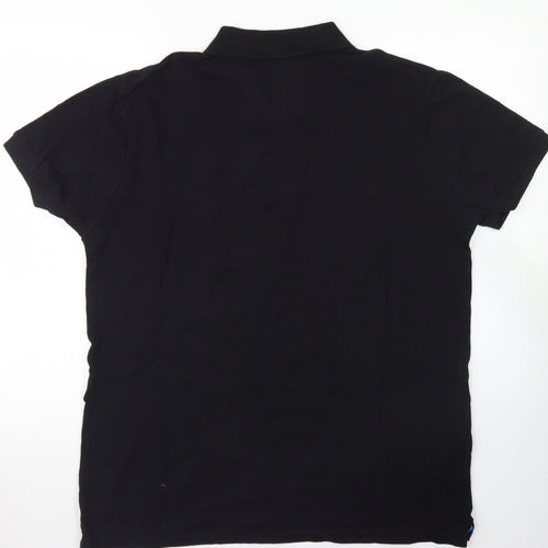 Easy Mens Black  Cotton  Polo Size L Collared Button