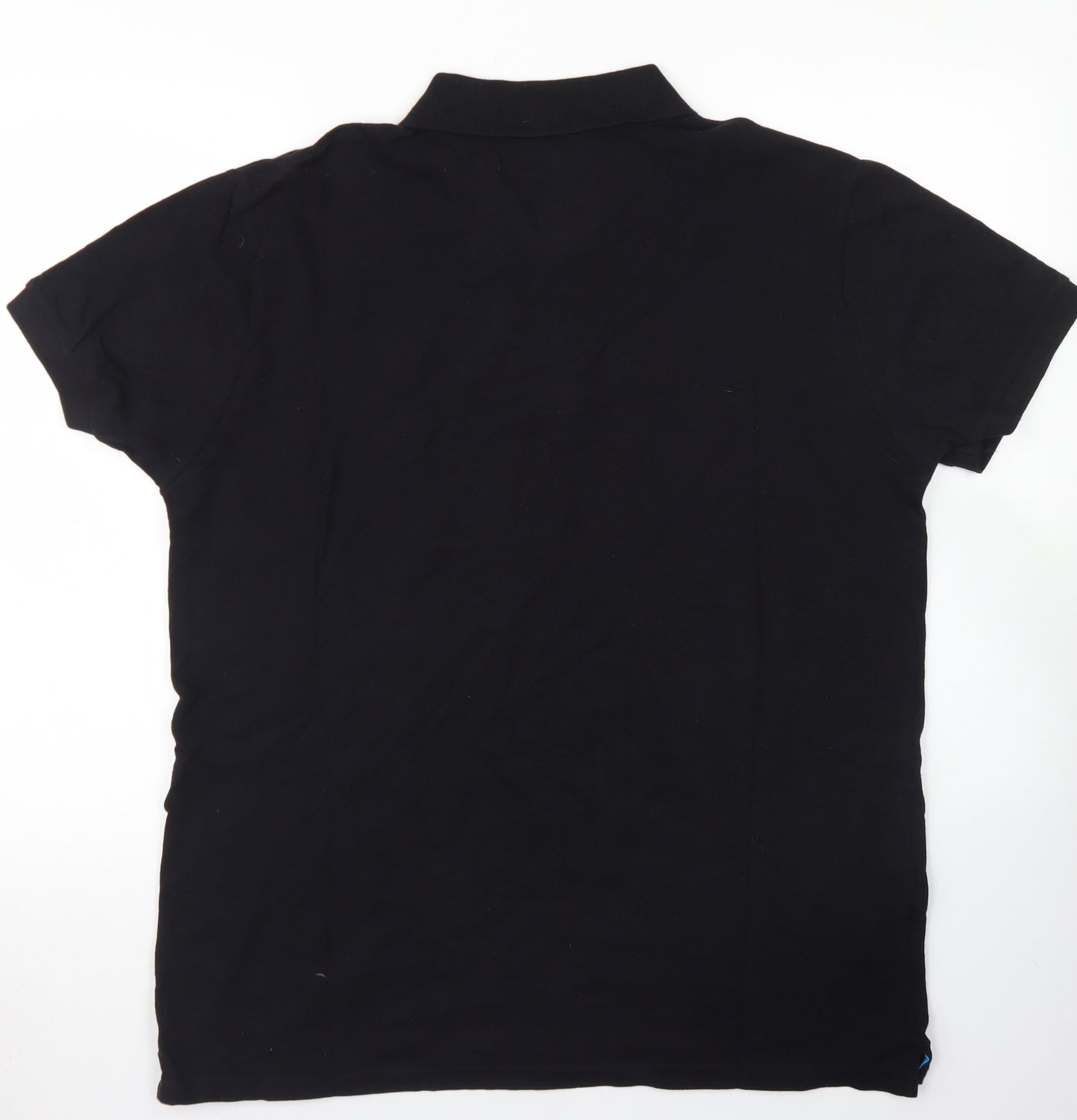 Easy Mens Black  Cotton  Polo Size L Collared Button