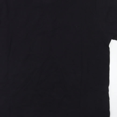 Easy Mens Black  Cotton  Polo Size L Collared Button