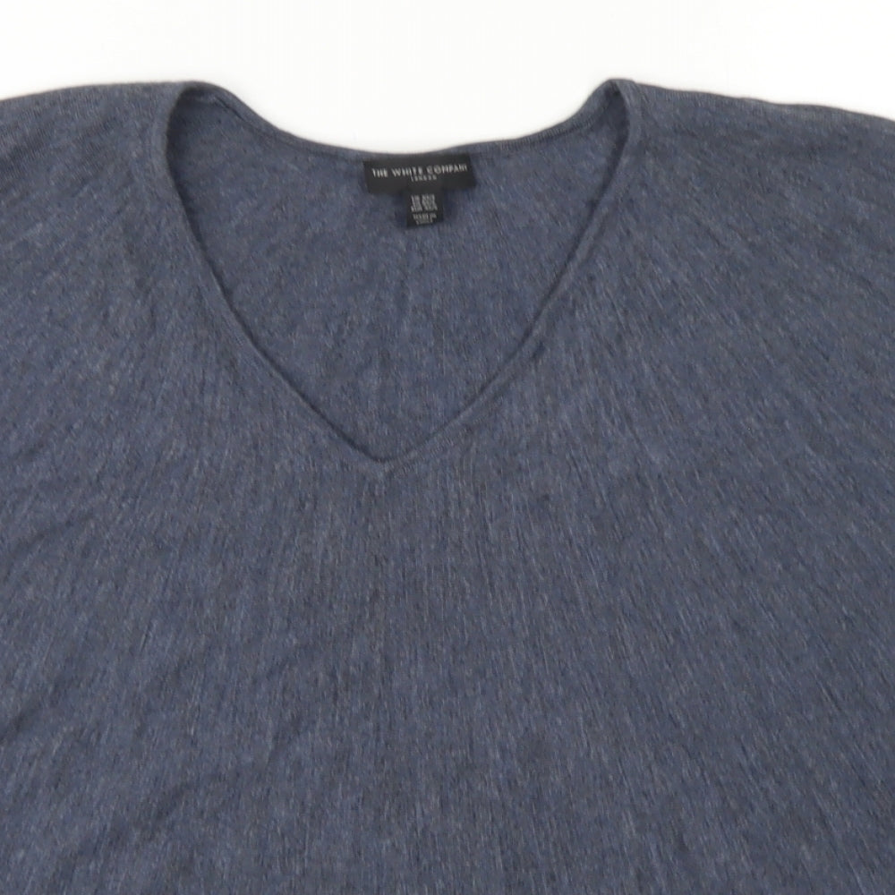 The White Company Womens Blue  Wool Basic T-Shirt Size XS V-Neck