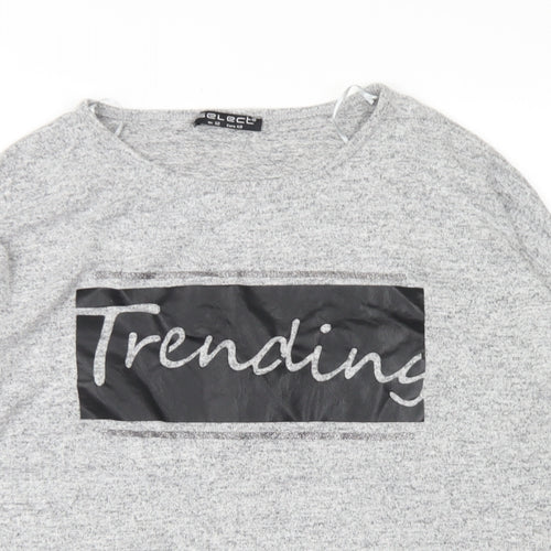 Select Womens Grey  Polyester Basic T-Shirt Size 12 Round Neck