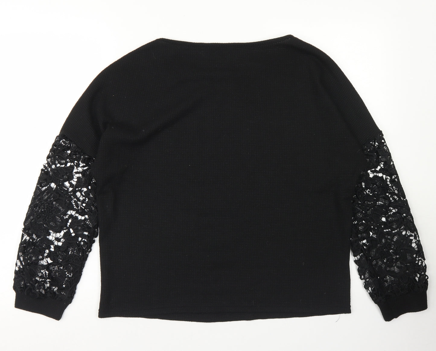 SheIn Womens Black  Cotton Pullover Sweatshirt Size S   - Lace Sleeves