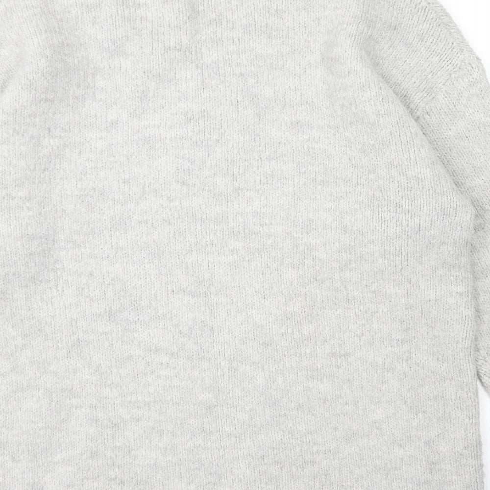F&F Womens Grey V-Neck  Acrylic Pullover Jumper Size 8