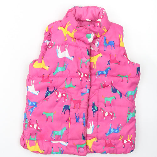 Joules Girls Pink   Gilet Coat Size 7 Years  Zip - Horse Print