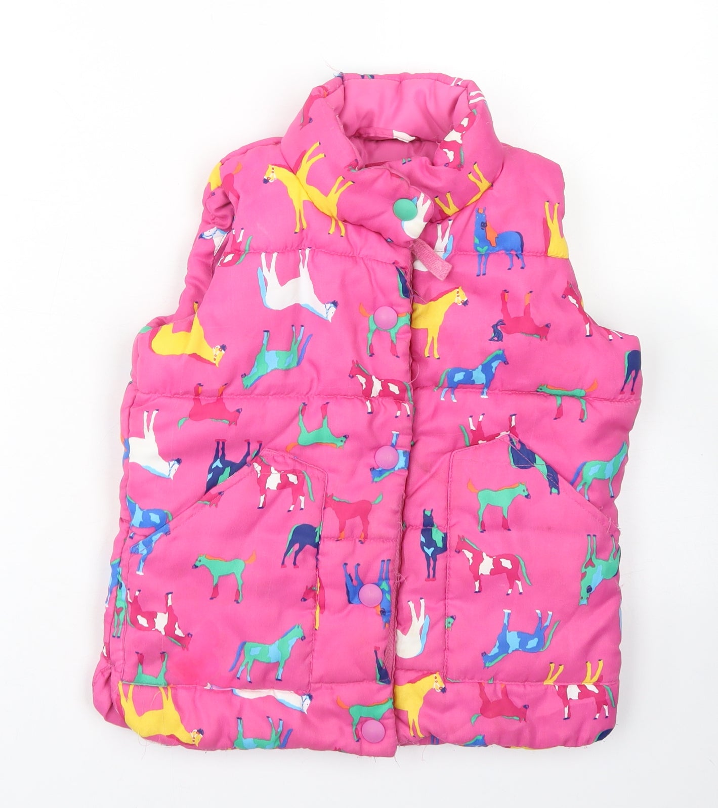 Joules Girls Pink   Gilet Coat Size 7 Years  Zip - Horse Print