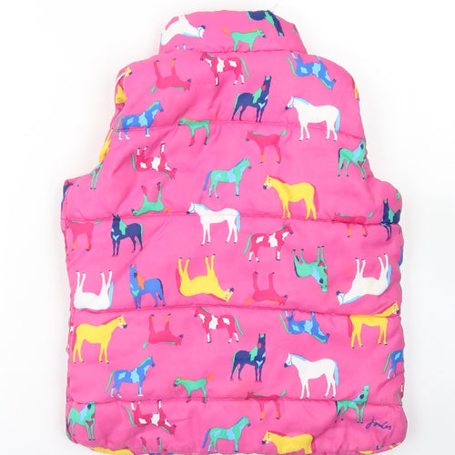 Joules Girls Pink   Gilet Coat Size 7 Years  Zip - Horse Print