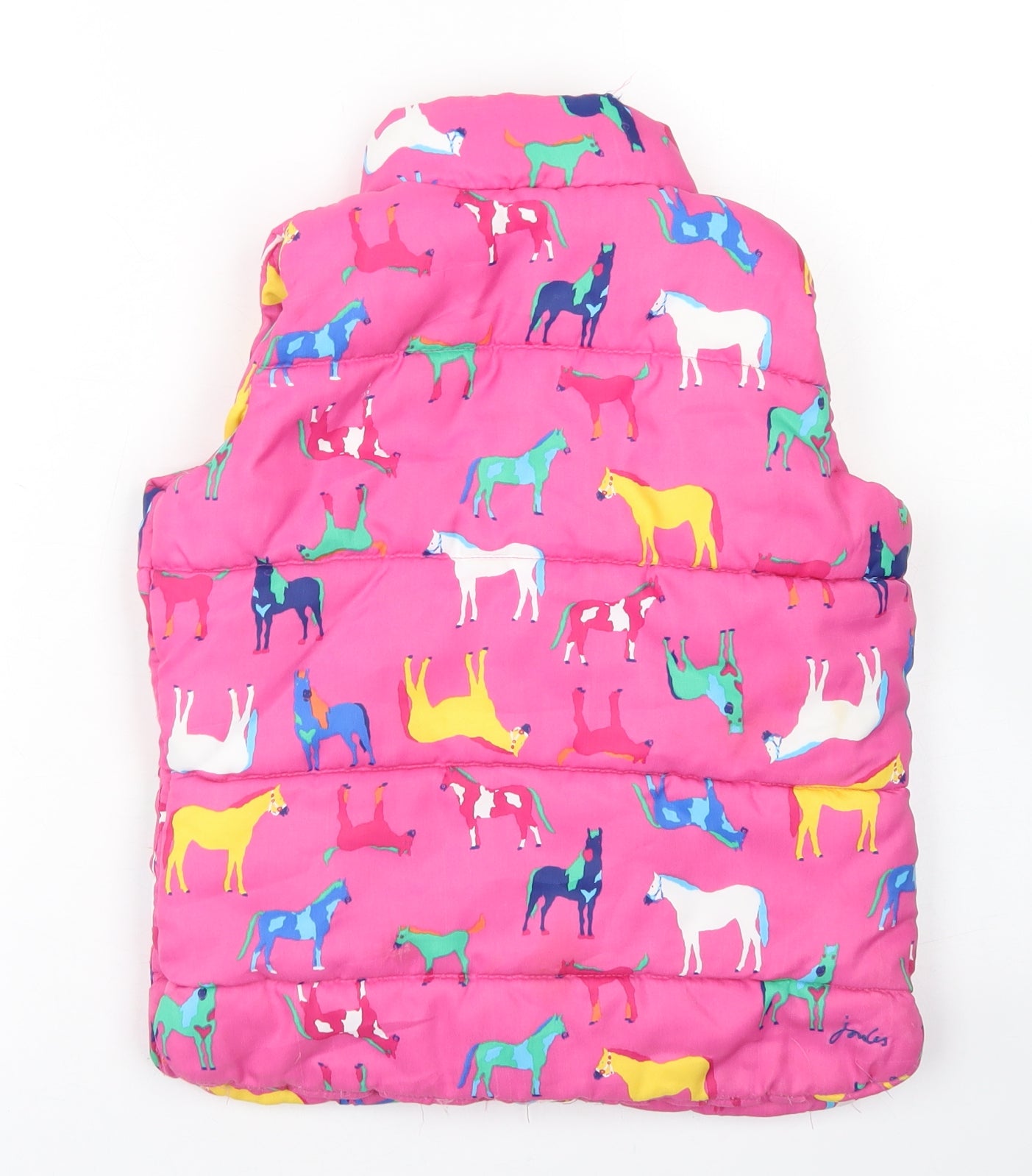 Joules Girls Pink   Gilet Coat Size 7 Years  Zip - Horse Print