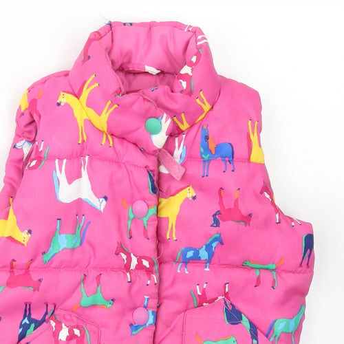 Joules Girls Pink   Gilet Coat Size 7 Years  Zip - Horse Print