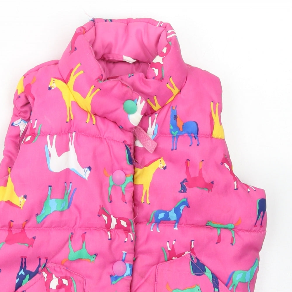 Joules Girls Pink   Gilet Coat Size 7 Years  Zip - Horse Print