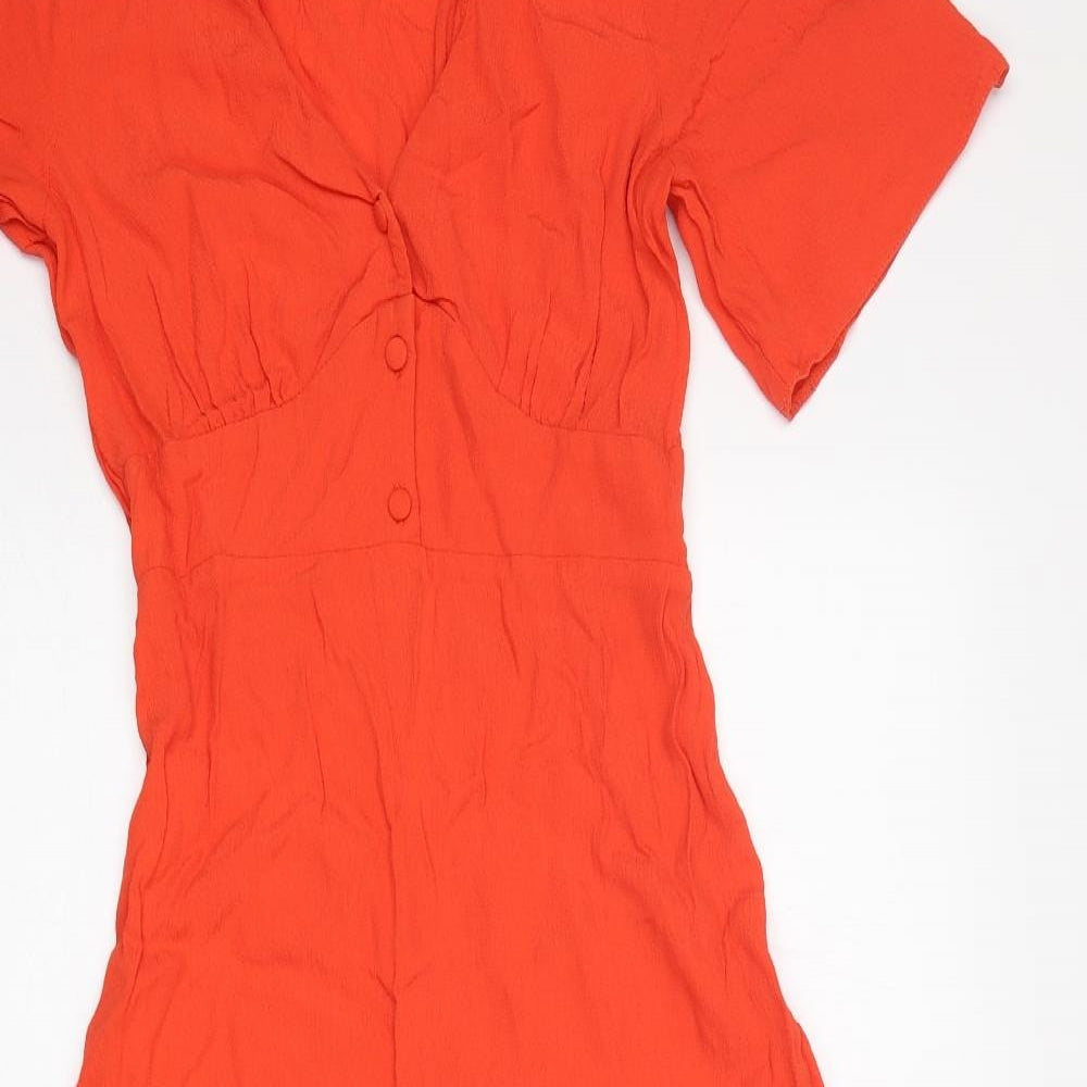 New Look Womens Orange  Viscose A-Line  Size 10  V-Neck