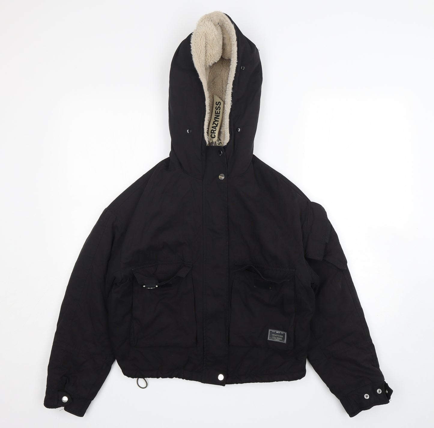 Bershka Womens Black   Parka Coat Size XS