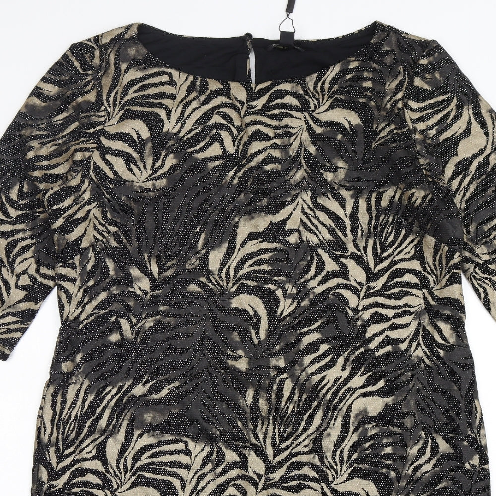 pomodoro Womens Multicoloured Floral Polyamide A-Line  Size 16  Round Neck