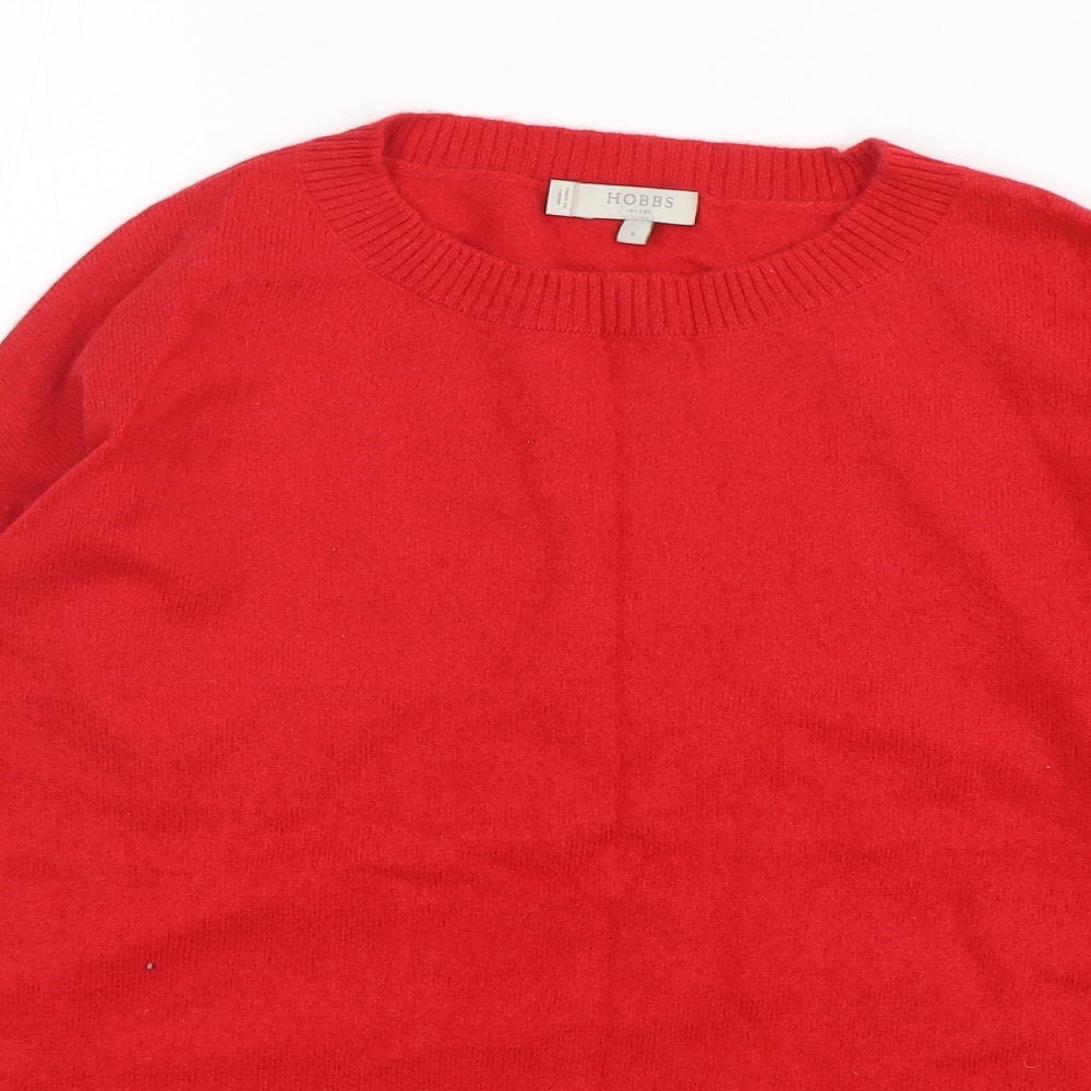 Hobbs Womens Red Round Neck Striped Wool Pullover Jumper Size S