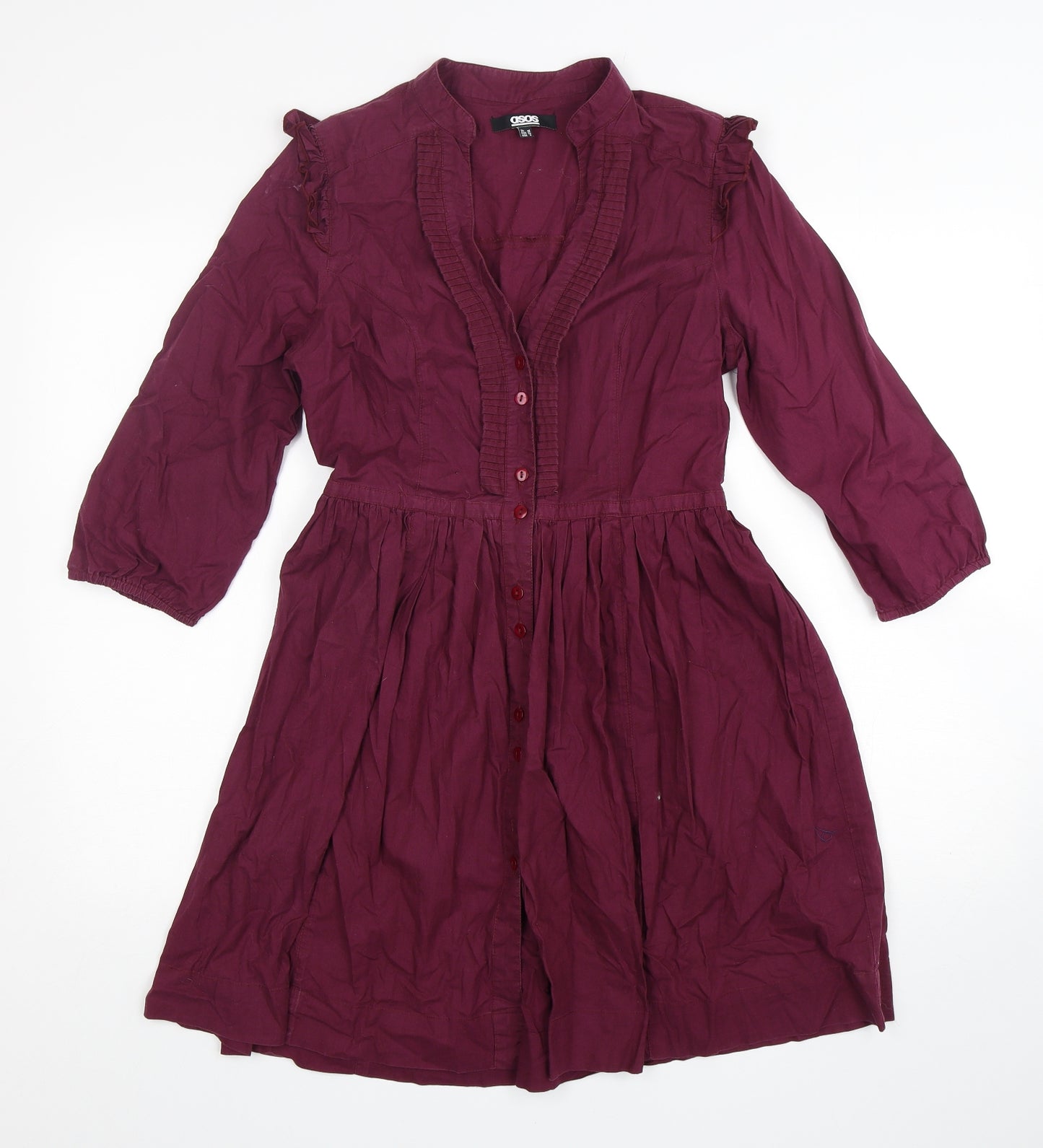 ASOS Womens Purple  Cotton Fit & Flare  Size 10  V-Neck