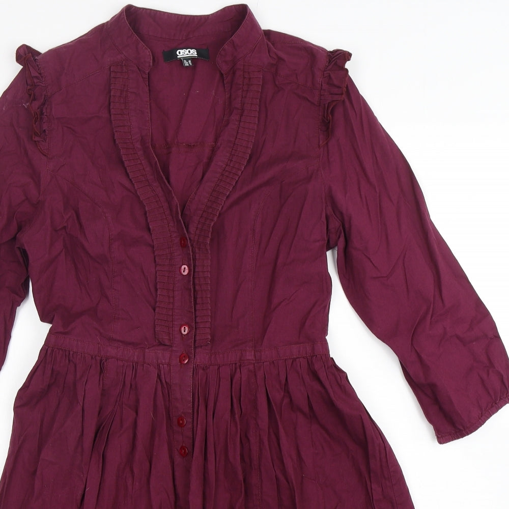 ASOS Womens Purple  Cotton Fit & Flare  Size 10  V-Neck