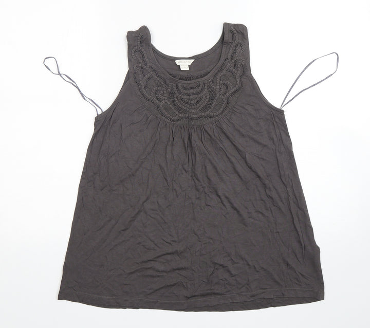 Monsoon Womens Grey Viscose Basic Tank Size 10 Round Neck