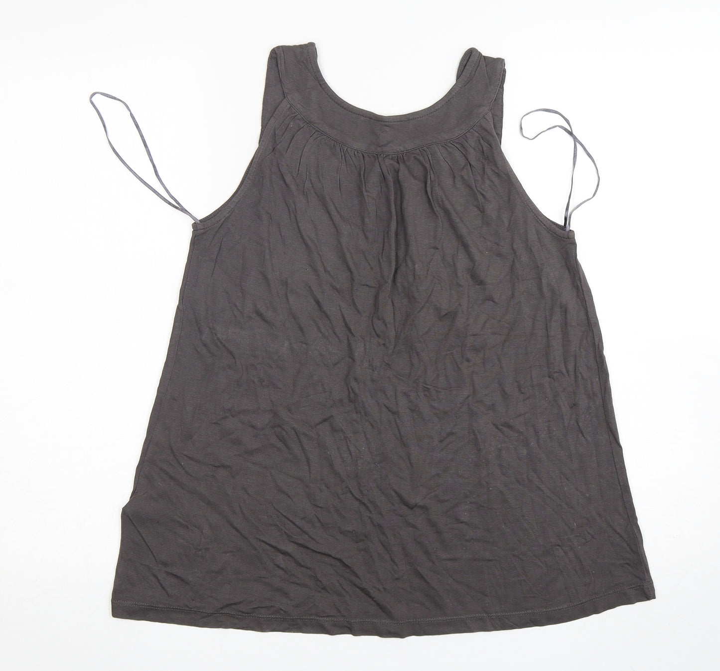 Monsoon Womens Grey  Viscose Basic Tank Size 10 Round Neck