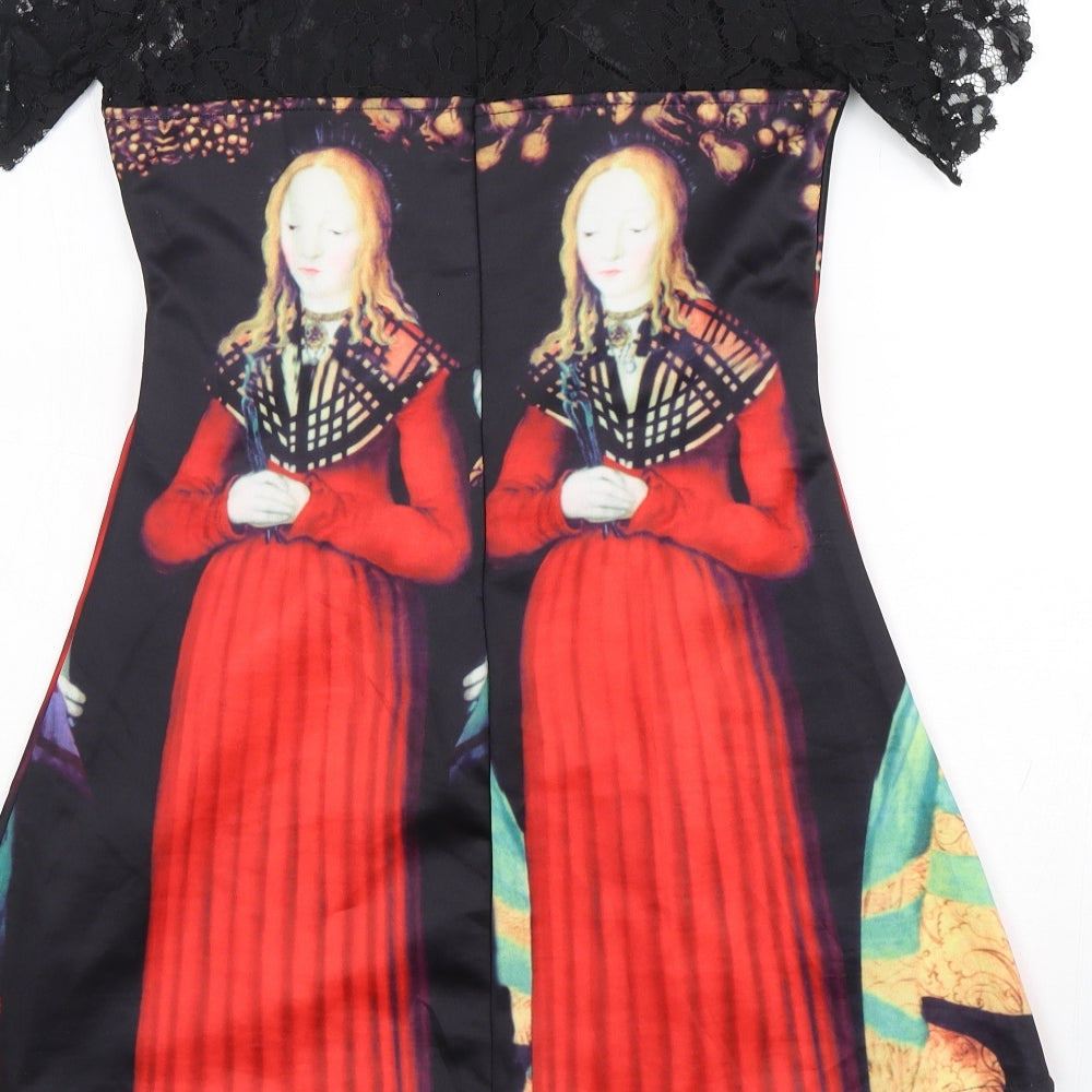 Shoshangfeng Womens Multicoloured   A-Line  Size L  Round Neck