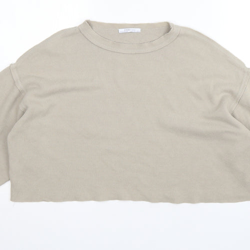 Zara Womens Green  Acrylic Pullover Sweatshirt Size S   - Cropped