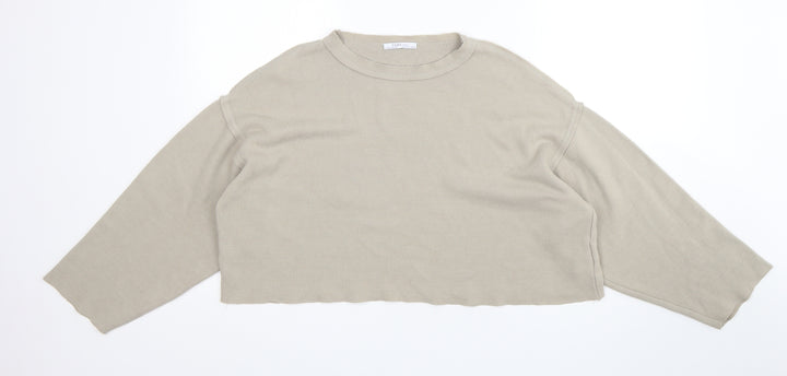 Zara Womens Green  Acrylic Pullover Sweatshirt Size S   - Cropped