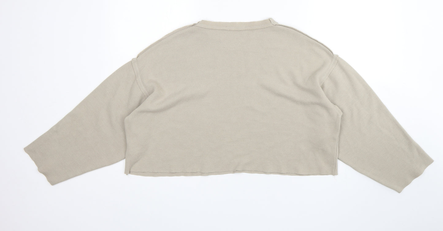 Zara Womens Green  Acrylic Pullover Sweatshirt Size S   - Cropped