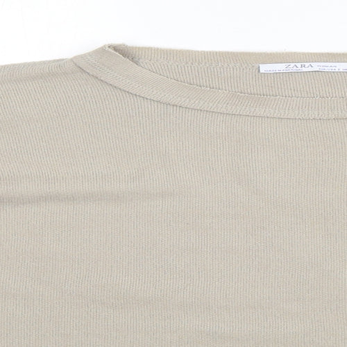 Zara Womens Green  Acrylic Pullover Sweatshirt Size S   - Cropped