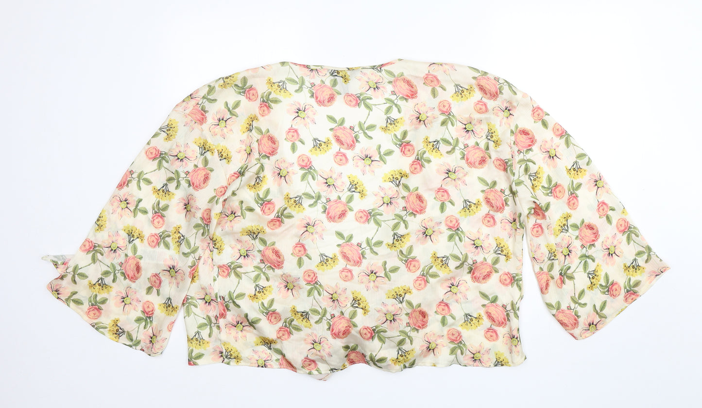 New Look Womens Multicoloured Floral Polyester Wrap Blouse Size 18 V-Neck