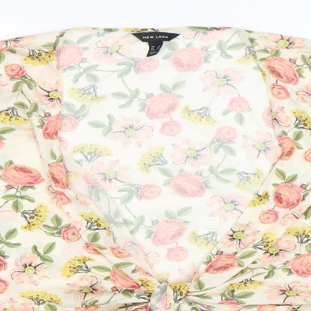 New Look Womens Multicoloured Floral Polyester Wrap Blouse Size 18 V-Neck