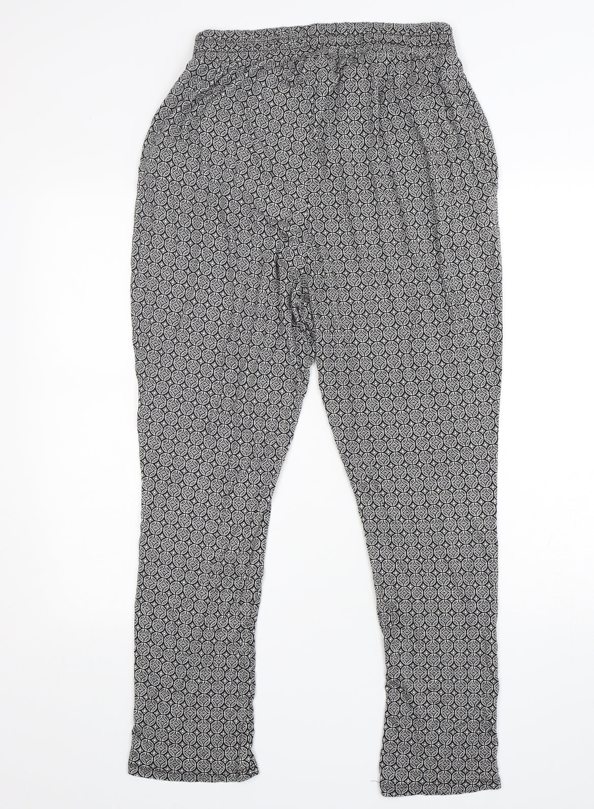 H&M Womens Multicoloured Geometric Viscose Harem Trousers Size M L26 in Regular