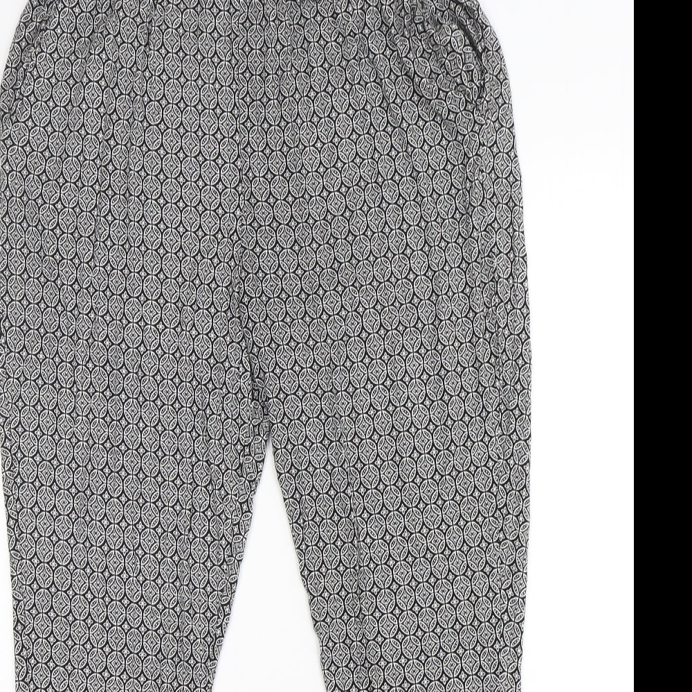 H&M Womens Multicoloured Geometric Viscose Harem Trousers Size M L26 in Regular