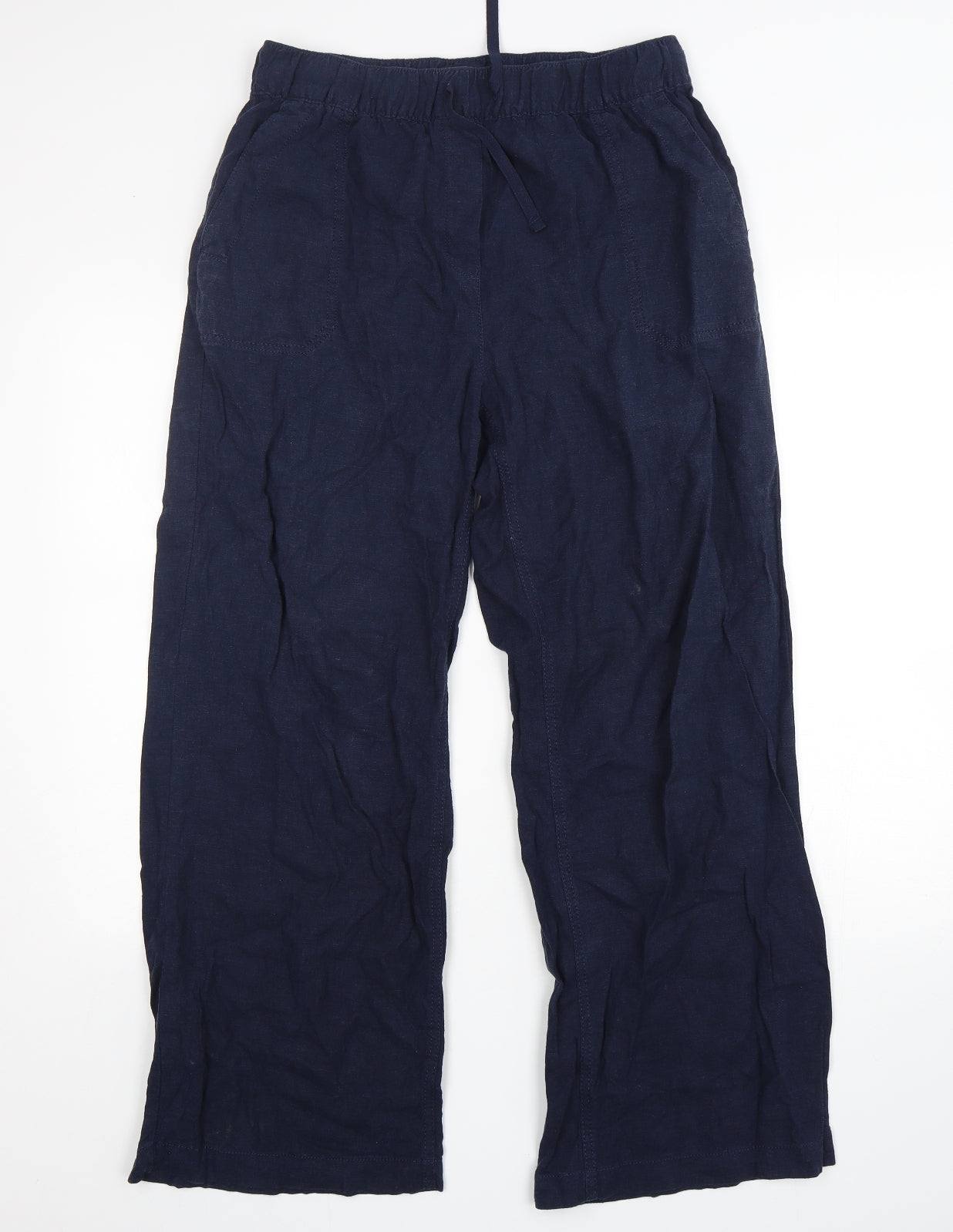 NEXT Womens Blue  Linen Trousers  Size 12 L29 in Regular