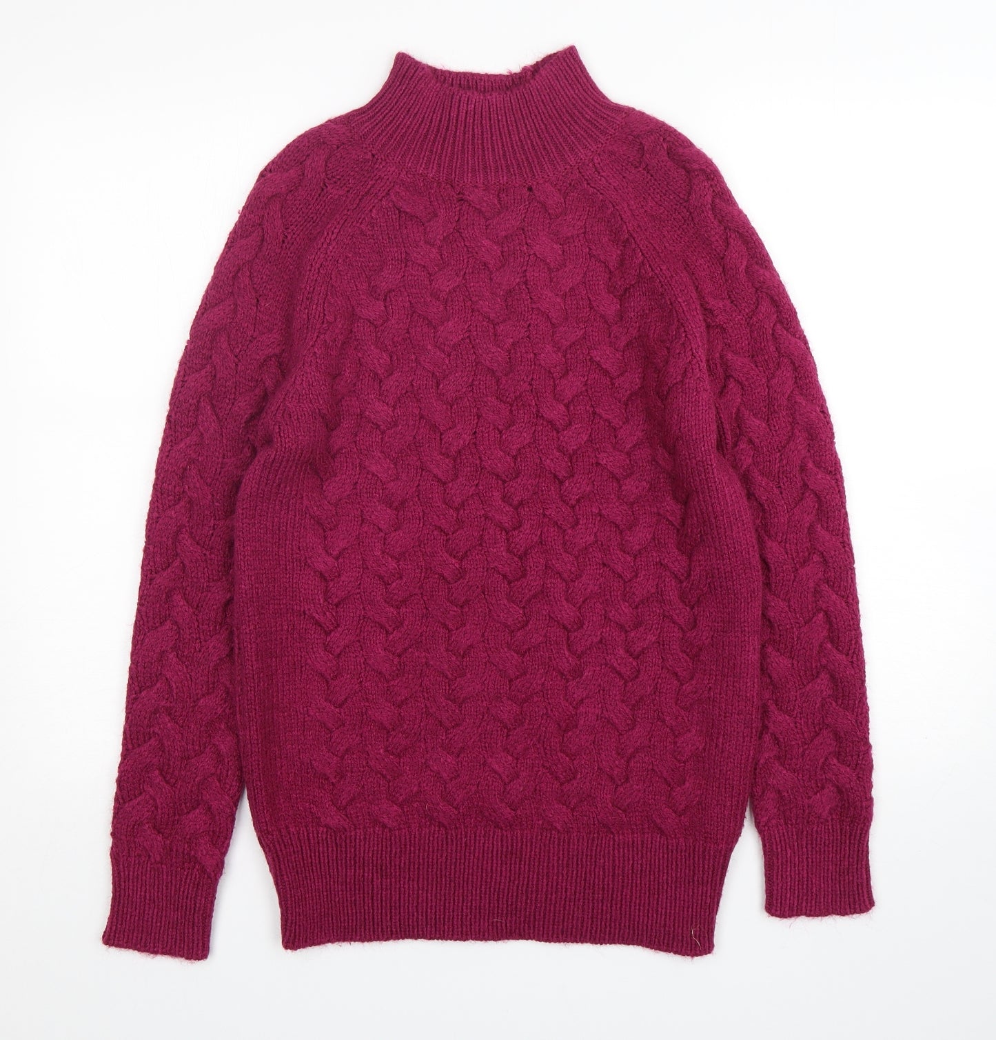 M&S Womens Purple Mock Neck  Acrylic Pullover Jumper Size S