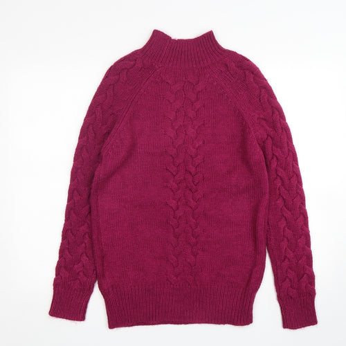 M&S Womens Purple Mock Neck  Acrylic Pullover Jumper Size S