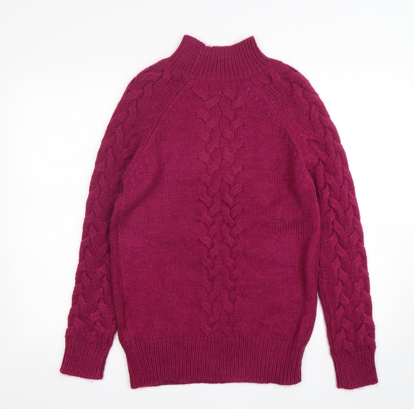 M&S Womens Purple Mock Neck  Acrylic Pullover Jumper Size S