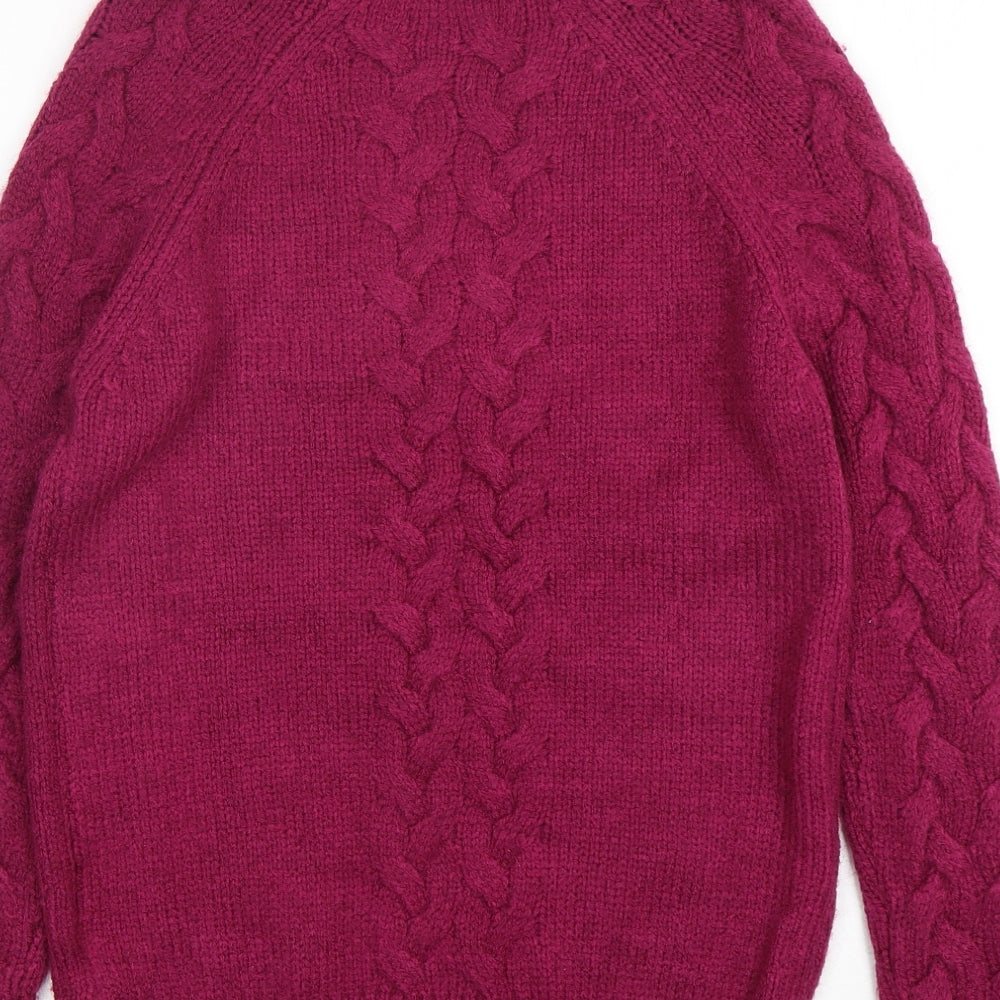 M&S Womens Purple Mock Neck  Acrylic Pullover Jumper Size S