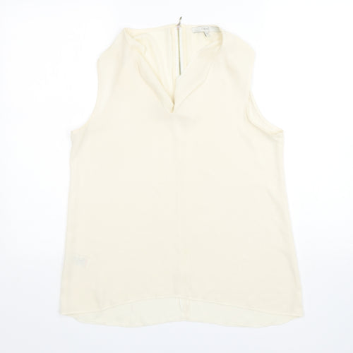 NEXT Womens Beige  Polyester Basic Blouse Size 10 V-Neck