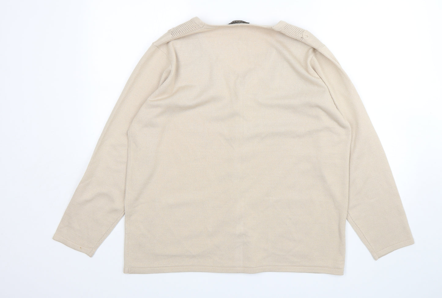 Alexara Womens Beige V-Neck  Acrylic Cardigan Jumper Size L