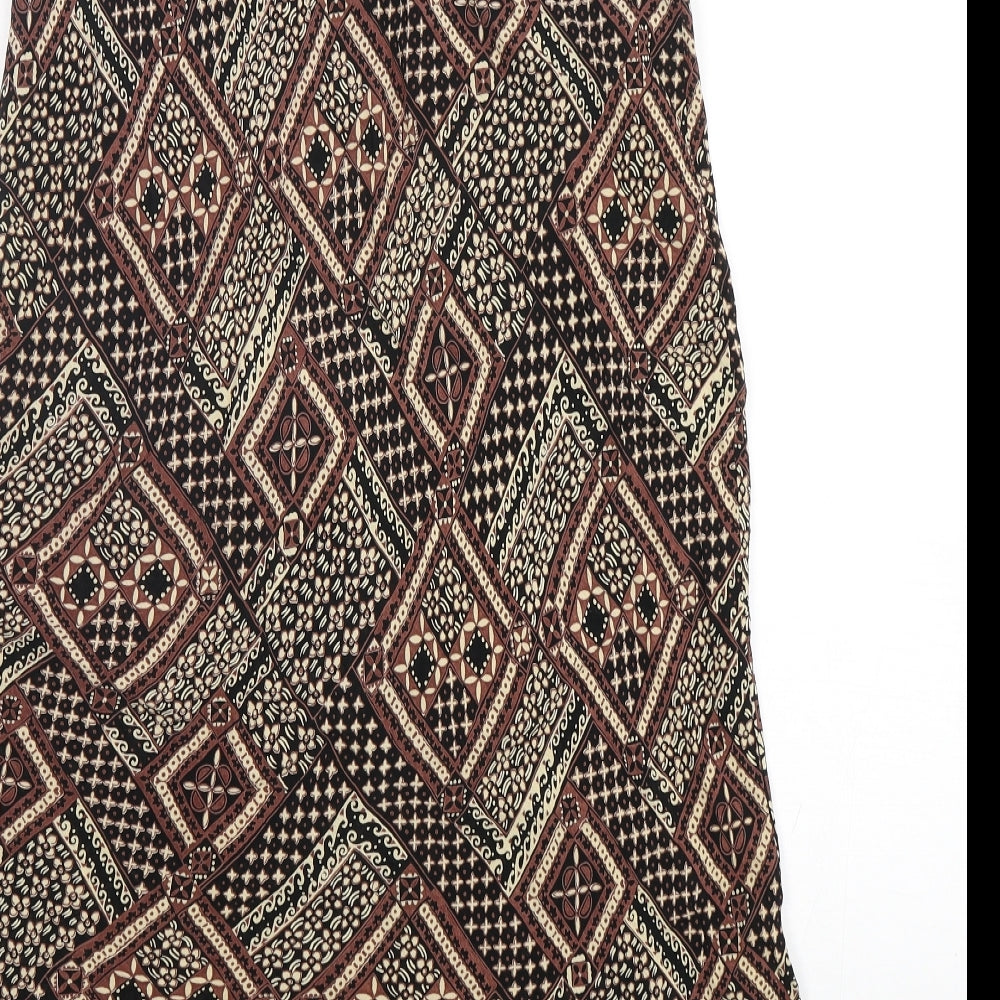 River Island  Womens Brown Floral Viscose A-Line Skirt Size 14