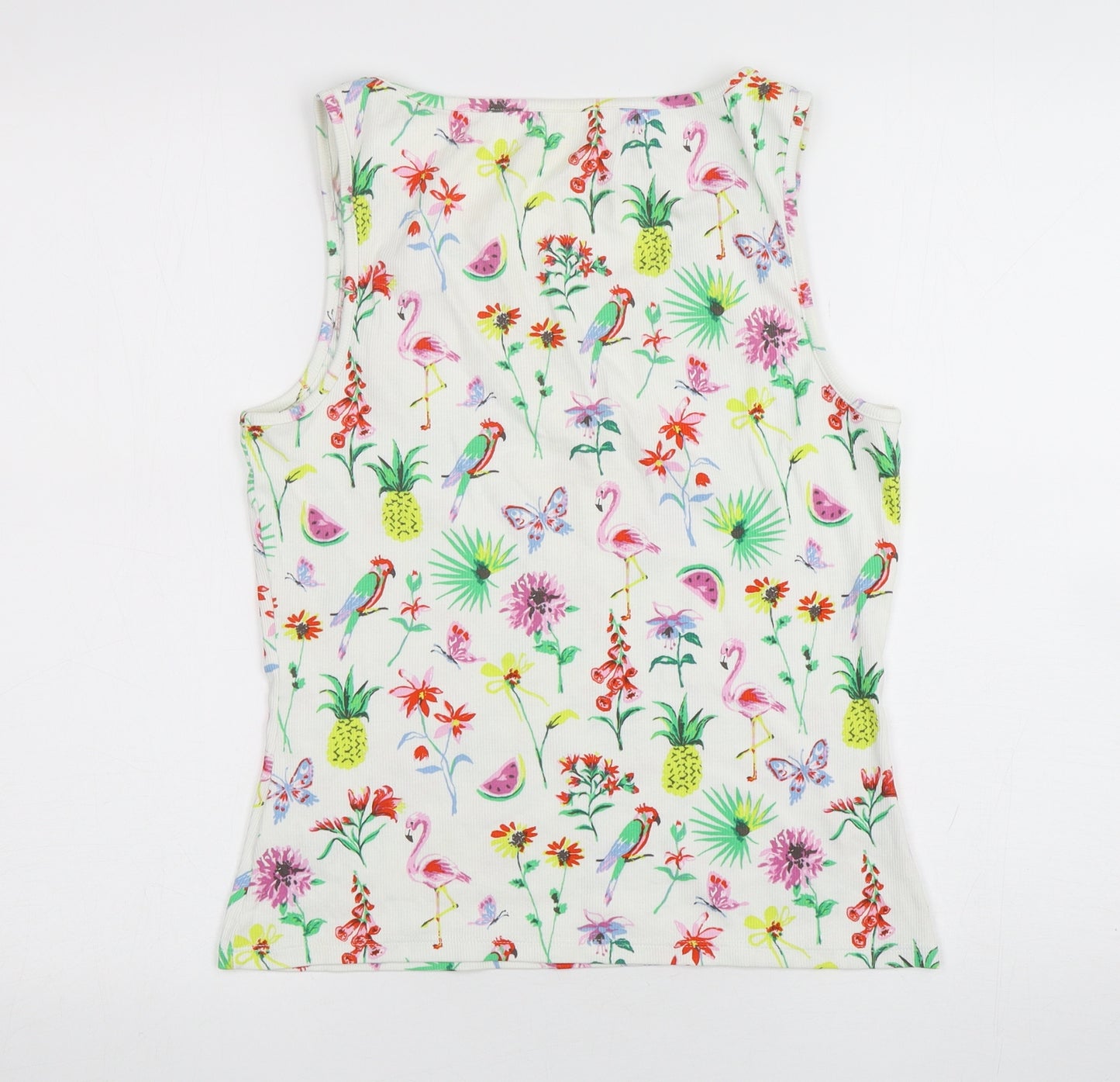 NEXT Girls Multicoloured Floral Cotton Basic Tank Size 16 Years Round Neck